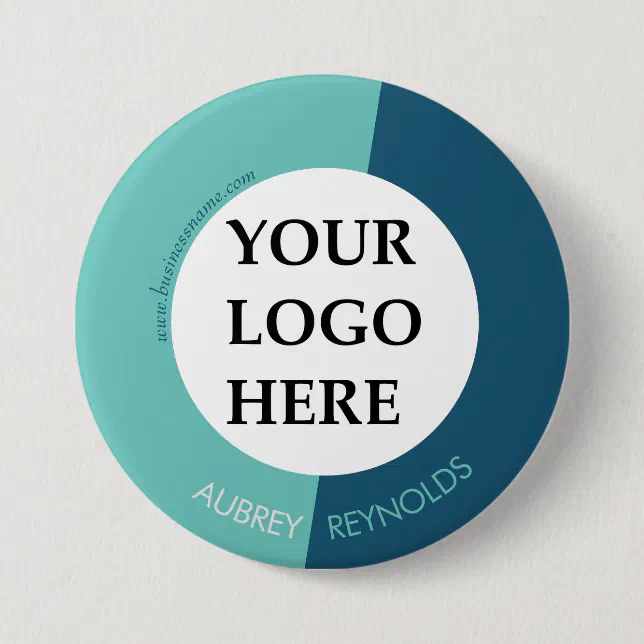 Simple Modern Custom Blue Green Logo Button | Zazzle