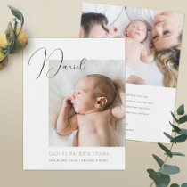 Simple Modern Custom Boy or Girl Photo Birth Announcement