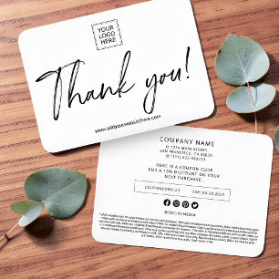 Simple Modern Custom Business Logo Coupon Promo Note Card