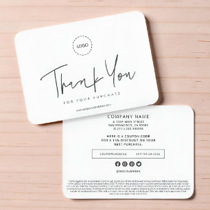 Simple Modern Custom Business Logo Coupon Promo Note Card