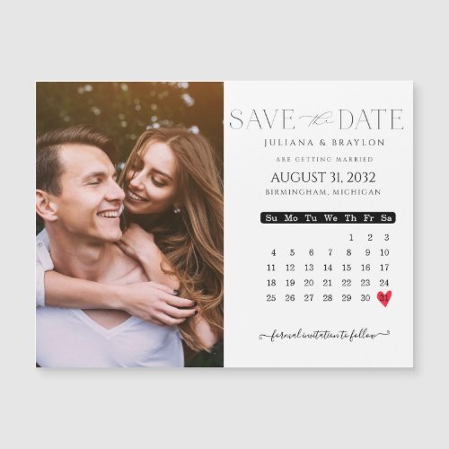 Simple Modern Custom Calendar Photo Save the Date