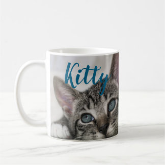 Simple Modern Custom Cat Name and Photo  Coffee Mug