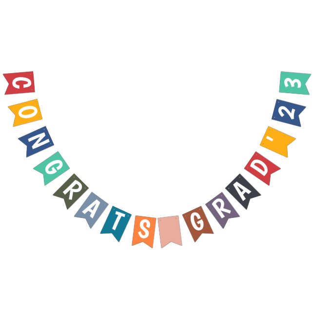 Simple Modern Custom Congrats Grad Class Year Bunting Flags (All)