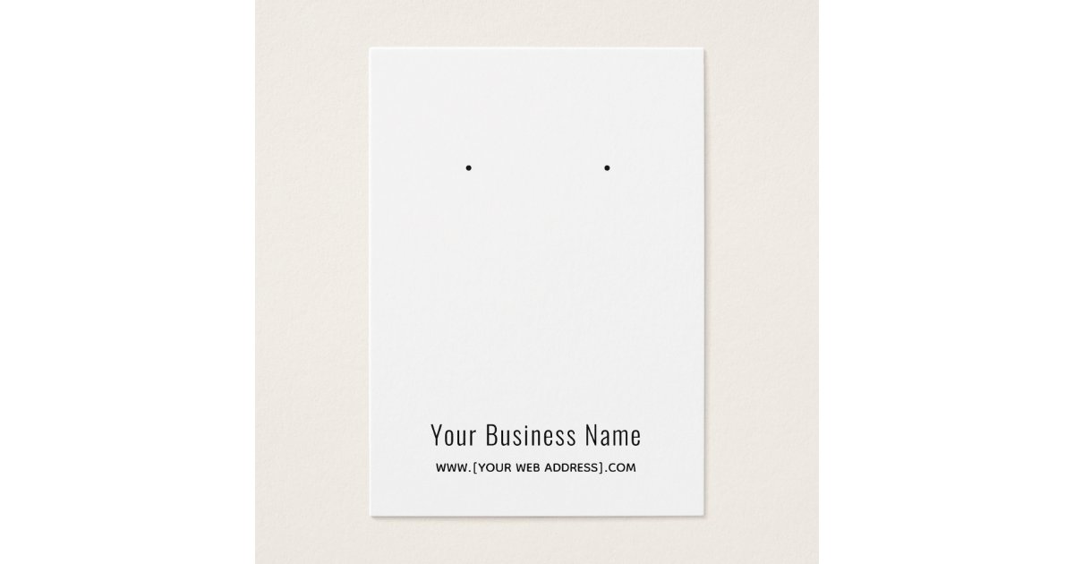 White Plain Simple Custom Earring Card