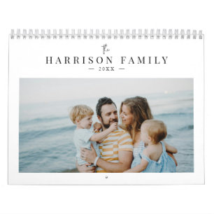 Simple Modern Custom Family Photo Collage Cute Calendar