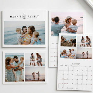 Simple Modern Custom Family Photo Collage Cute Calendar