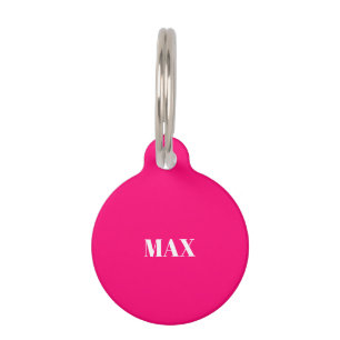 Simple Modern Custom hot pink fuchsia dog Name Pet ID Tag