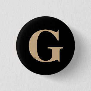 Simple Modern Custom Initial Black and Beige Button