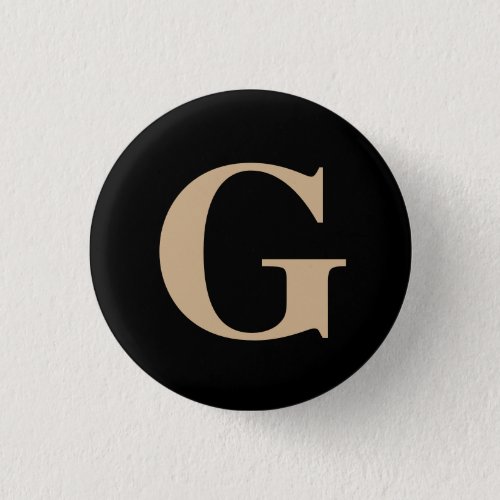 Simple Modern Custom Initial Black and Beige Button