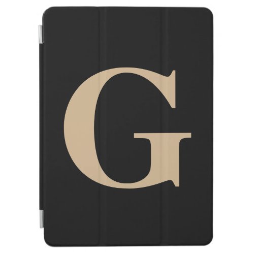 Simple Modern Custom Initial Black and Beige iPad Air Cover