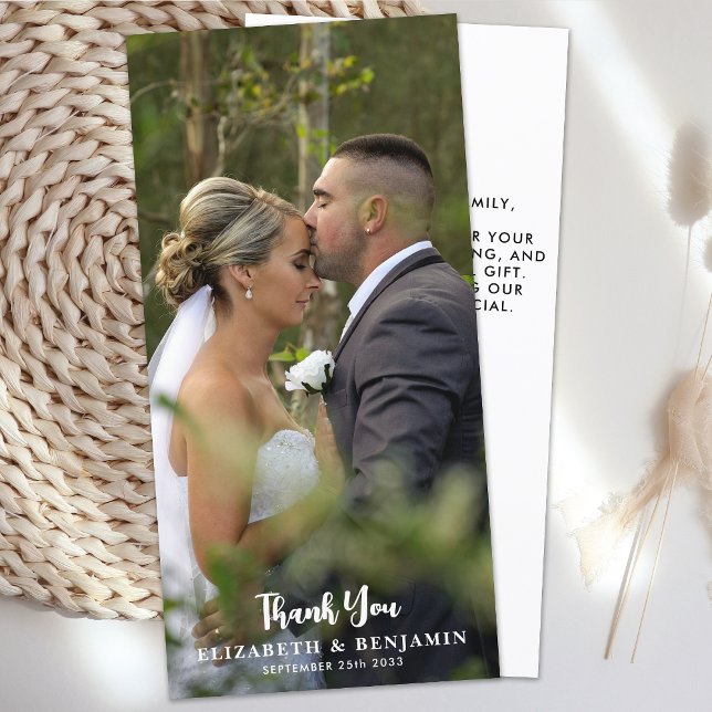 Simple Modern Custom Newlywed Photo Wedding Thank You Card (Creator Uploaded)