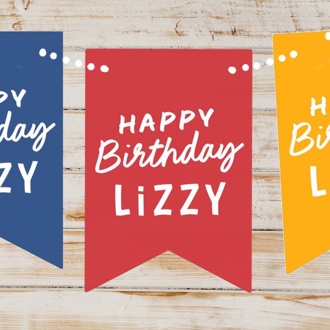 Simple Modern Custom Non-Photo Birthday Greeting Bunting Flags (Creator Uploaded)