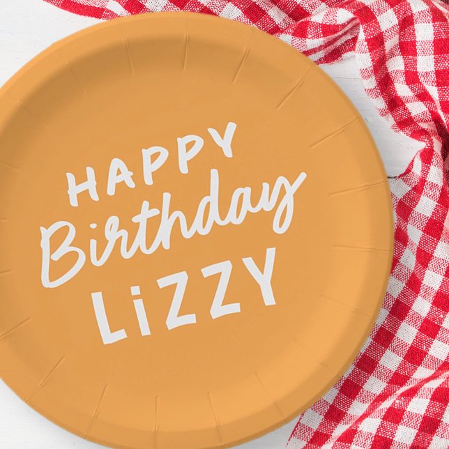 Simple Modern Custom Non-Photo Birthday Greeting Paper Plates (Creator Uploaded)