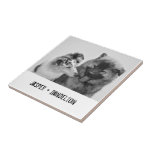 Simple, Modern Custom Pet or People Photo Ceramic Tile<br><div class="desc">Add your own photo and text to create a unique photo gift. This ceramic tile is ready to be customized with your photo and your own names or message in distressed black typewriter style lettering. The simple, modern black and white style looks great with black and white or color photos....</div>