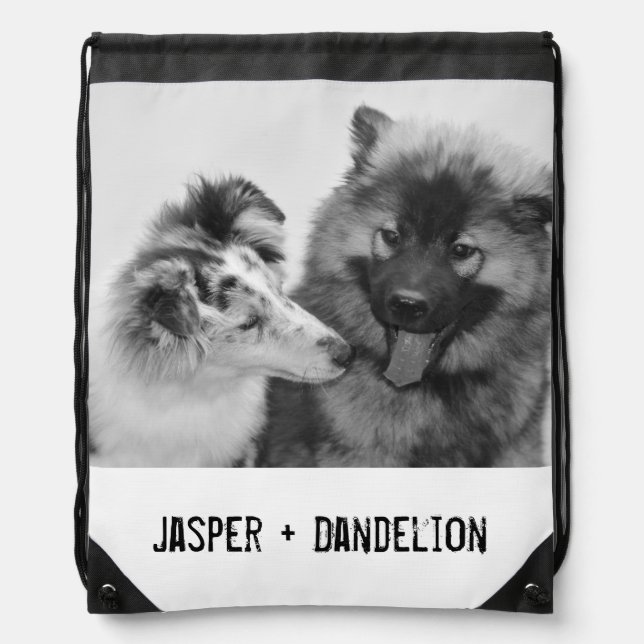 Simple, Modern Custom Pet or People Photo Drawstring Bag (Front)