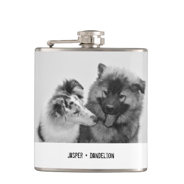 Simple, Modern Custom Pet or People Photo Flask (Front)