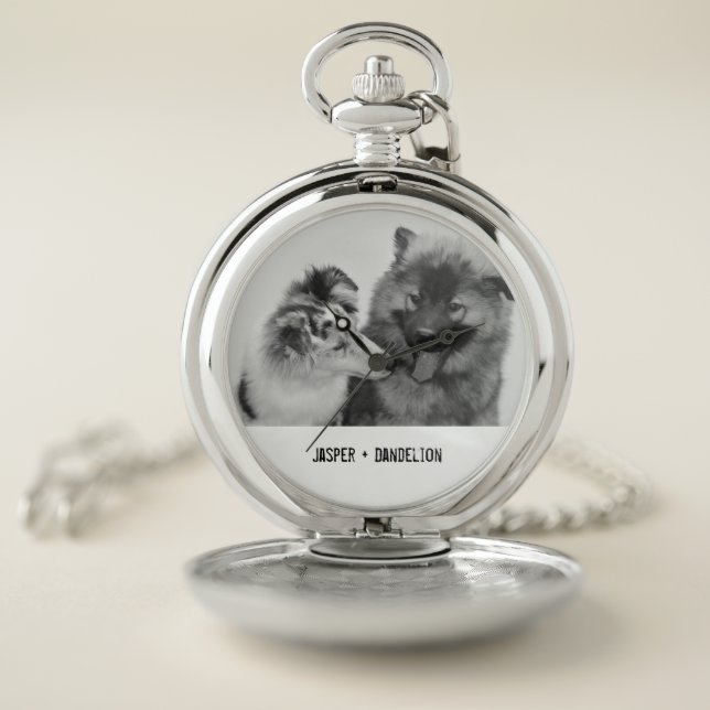 Simple, Modern Custom Pet or People Photo Pocket Watch (Inside)