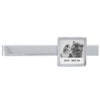 Simple, Modern Custom Pet or People Photo Silver Finish Tie Bar