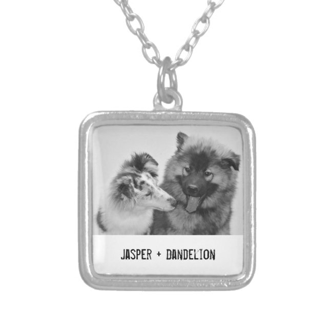 Simple, Modern Custom Pet or People Photo Silver Plated Necklace (Front)