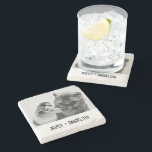 Simple, Modern Custom Pet or People Photo Stone Coaster<br><div class="desc">Add your own photo and text to create a unique photo gift. This coaster is ready to be customized with your photo and your own names or message in distressed black typewriter style lettering. The simple, modern black and white style looks great with black and white or color photos. Show...</div>