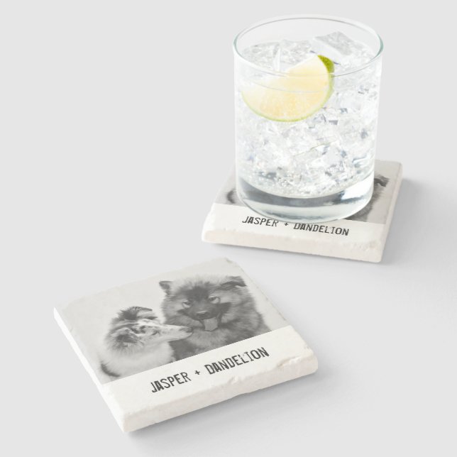 Simple, Modern Custom Pet or People Photo Stone Coaster (Side)