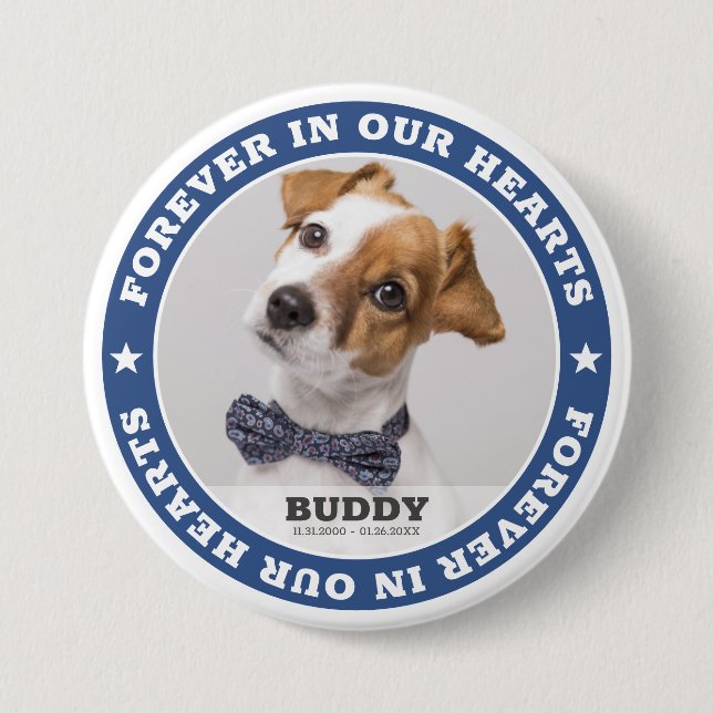Simple Modern Custom Pet Photo Sympathy Keepsake Button (Front)