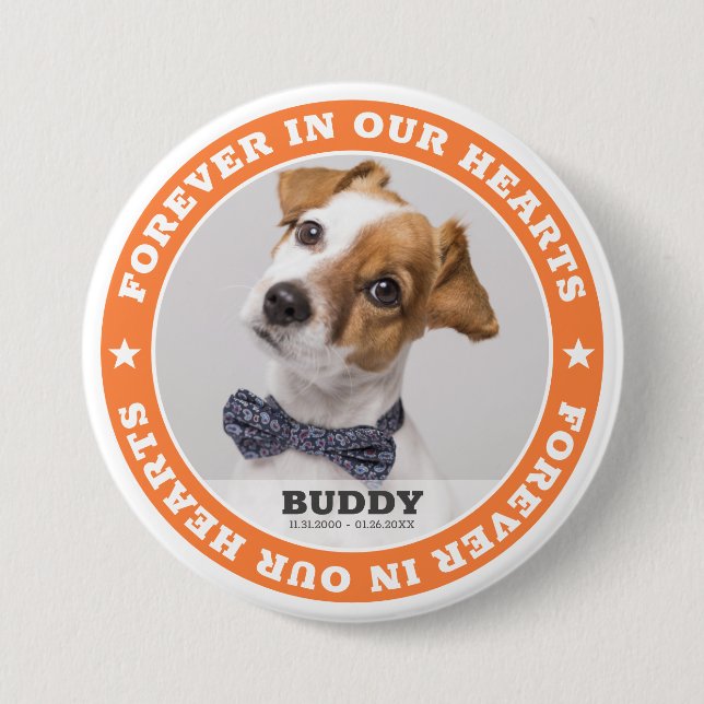 Simple Modern Custom Pet Photo Sympathy Keepsake Button (Front)