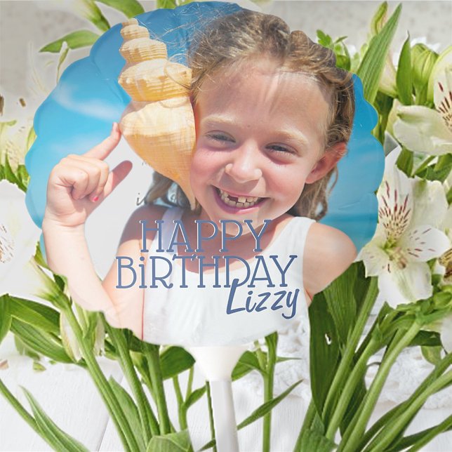 Simple Modern Custom Photo Birthday Greeting Balloon (Creator Uploaded)