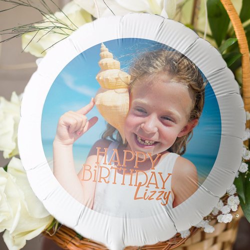 Simple Modern Custom Photo Birthday Greeting Balloon