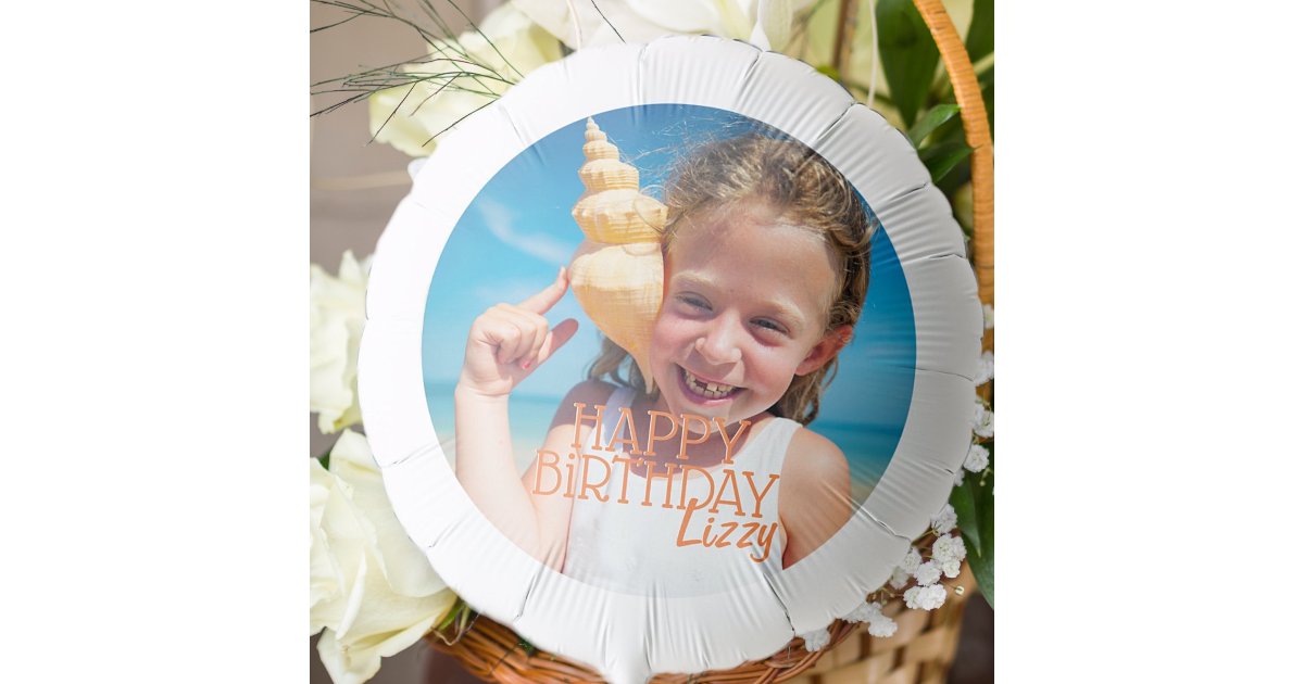 Simple Modern Custom Photo Birthday Greeting Balloon
