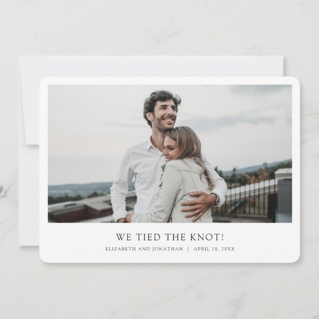 Simple Modern Custom Photo Elopement Wedding Announcement (Front)