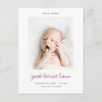 Simple Modern Custom Photo New Baby Birth