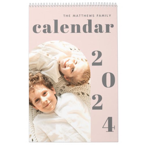 Simple Modern Custom Photo Planner Blush Pink Calendar