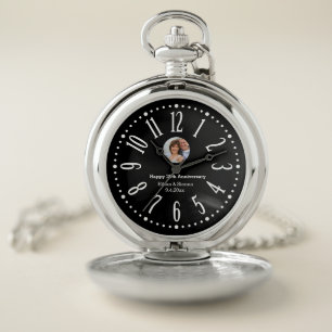 Simple modern custom photo pocket watch
