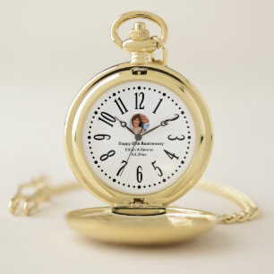 Simple modern custom photo pocket watch