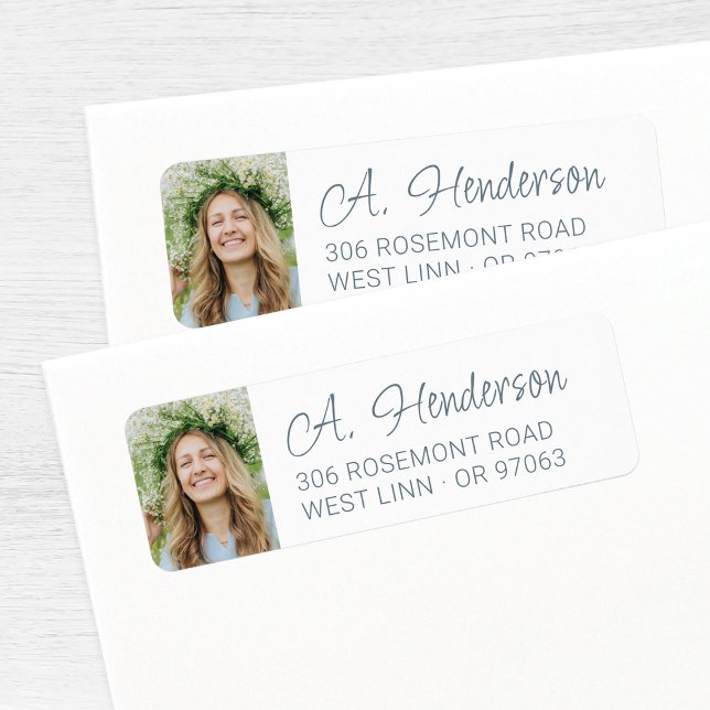 Simple Modern Custom Photo Return Address Label (Creator Uploaded)
