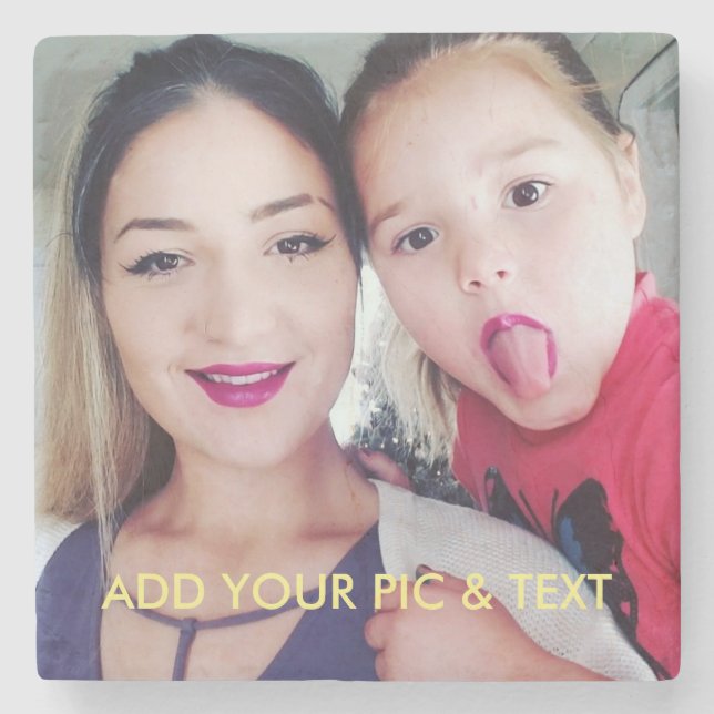 Simple Modern Custom Photo Text Template Stone  Coaster (Front)