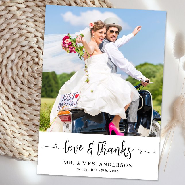 Simple Modern Custom Photo Wedding Personalized  Thank You Card (Creator Uploaded)