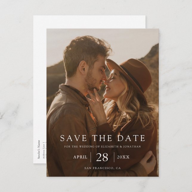 Simple Modern Custom Photo Wedding Save the Date Announcement Postcard (Front/Back)