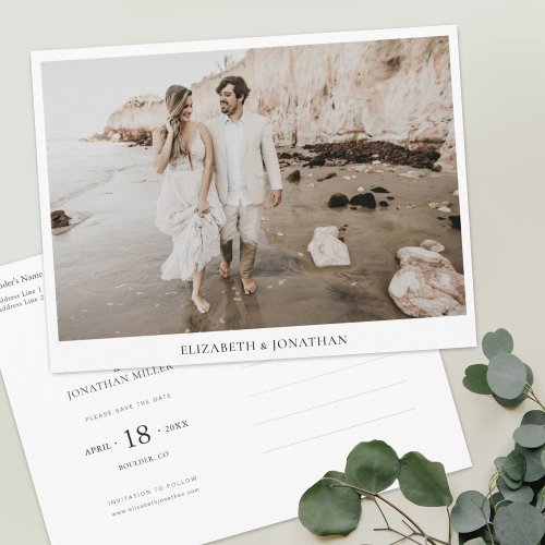 Simple Modern Custom Photo Wedding Save the Date Invitation Postcard