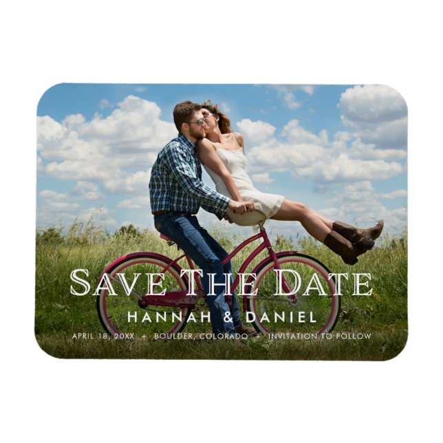 Simple Modern Custom Photo Wedding Save the Date Magnet (Horizontal)