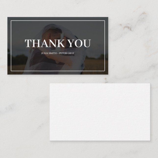 Simple Modern Custom Photo Wedding Thank You Card (Front/Back)
