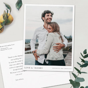 Simple Modern Custom Photo Wedding Thank You Postcard