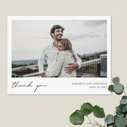 Simple Modern Custom Photo Wedding Thank You Postcard