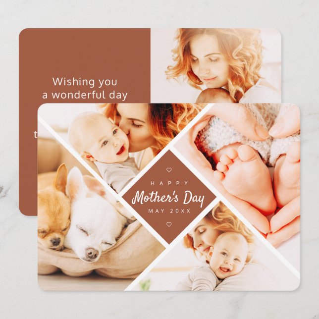 Simple Modern Custom Photos Happy Mother's Day Card (Front/Back)