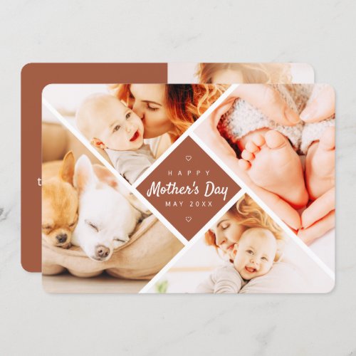 Simple Modern Custom Photos Happy Mothers Day Card