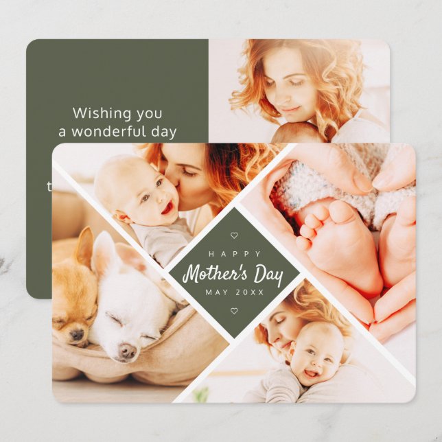 Simple Modern Custom Photos Happy Mother's Day Card (Front/Back)