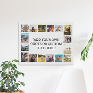 Simple Modern Custom Quote Photo Collage Faux Canvas Print
