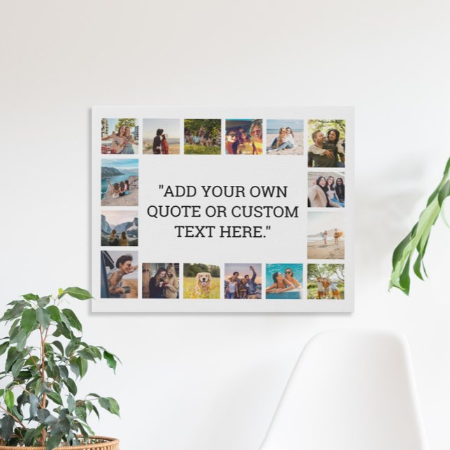 Simple Modern Custom Quote Photo Collage Faux Canvas Print (Creator Uploaded)