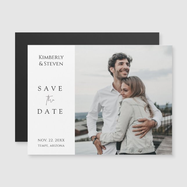Simple Modern Custom Save the Date Photo Magnet (Front/Back)